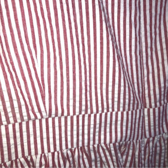 Kiel James Patrick Dress Red White Stripe Lined Back Zip 14 Seersucker Pockets - Picture 11 of 12